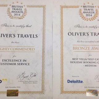 Oliver's Travels Wins a BTA award - Luxury villas to rent