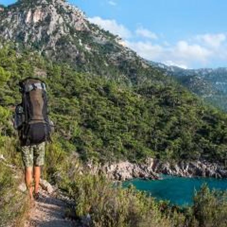 Backpacker hiking on Lycian Way